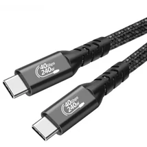 Thunderbolt 3, USB4 USB-C kábel 5A, 240W, 40Gbps 8K@60Hz, fonott, 20cm fekete