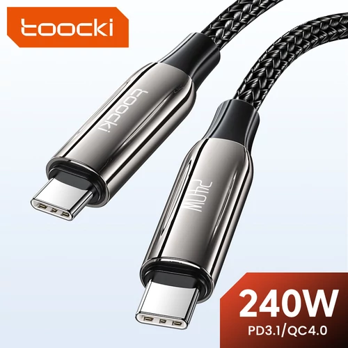 Thunderbolt 3, USB4 USB-C kábel 5A, 240W, 480Mbps fonott, 1m fekete