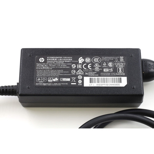 Eredeti használt HP laptop töltő 4.5x3.0 mm kék végű csatlakozóval 65W + tápkábel
